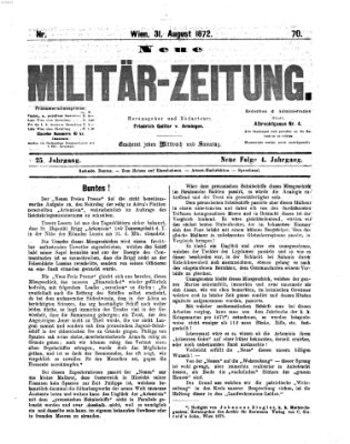 Neue Militär-Zeitung (Militär-Zeitung) Samstag 31. August 1872