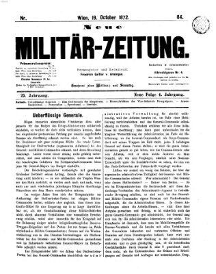 Neue Militär-Zeitung (Militär-Zeitung) Samstag 19. Oktober 1872