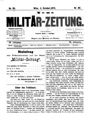 Neue Militär-Zeitung (Militär-Zeitung) Samstag 4. Oktober 1873