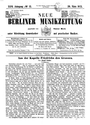 Neue Berliner Musikzeitung Mittwoch 20. März 1872