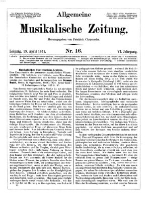 Allgemeine musikalische Zeitung Mittwoch 19. April 1871