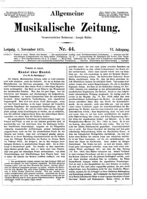 Allgemeine musikalische Zeitung Mittwoch 1. November 1871
