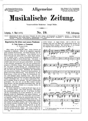 Allgemeine musikalische Zeitung Mittwoch 7. Mai 1873