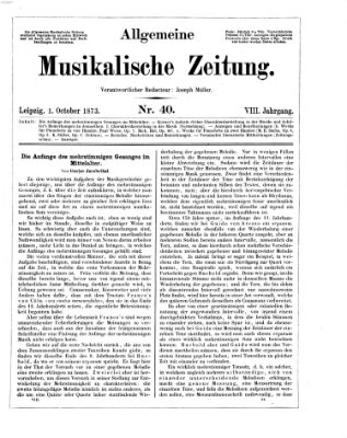 Allgemeine musikalische Zeitung Mittwoch 1. Oktober 1873