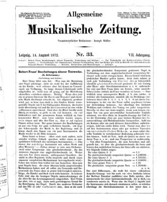 Allgemeine musikalische Zeitung Mittwoch 14. August 1872