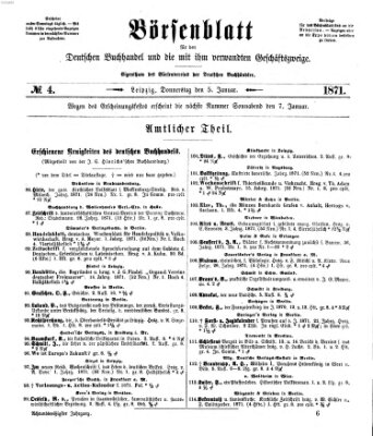 Börsenblatt für den deutschen Buchhandel Donnerstag 5. Januar 1871