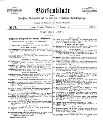 Börsenblatt für den deutschen Buchhandel Dienstag 17. Januar 1871