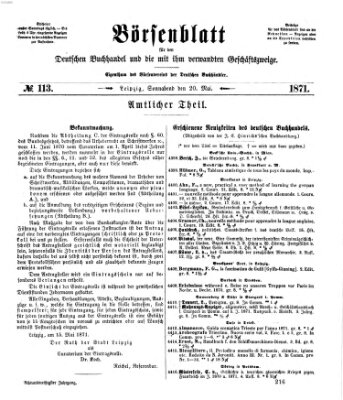 Börsenblatt für den deutschen Buchhandel Samstag 20. Mai 1871