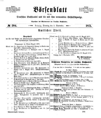 Börsenblatt für den deutschen Buchhandel Dienstag 5. September 1871