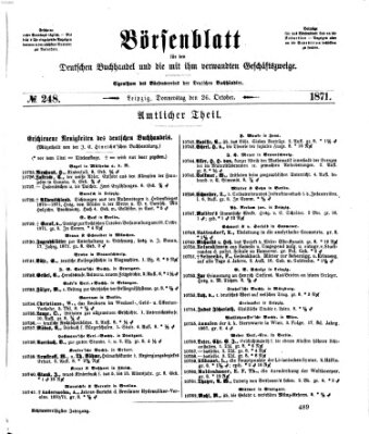 Börsenblatt für den deutschen Buchhandel Donnerstag 26. Oktober 1871