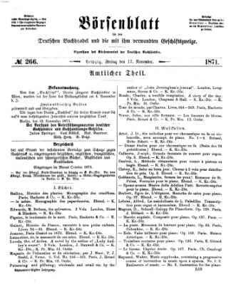 Börsenblatt für den deutschen Buchhandel Freitag 17. November 1871
