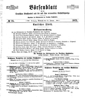 Börsenblatt für den deutschen Buchhandel Mittwoch 31. Januar 1872