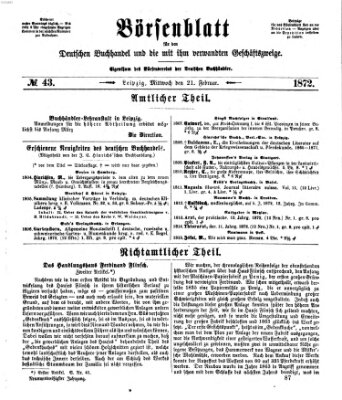 Börsenblatt für den deutschen Buchhandel Mittwoch 21. Februar 1872