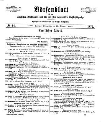 Börsenblatt für den deutschen Buchhandel Donnerstag 22. Februar 1872