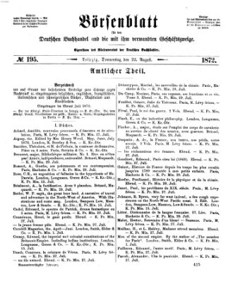 Börsenblatt für den deutschen Buchhandel Donnerstag 22. August 1872