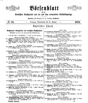 Börsenblatt für den deutschen Buchhandel Donnerstag 23. Januar 1873
