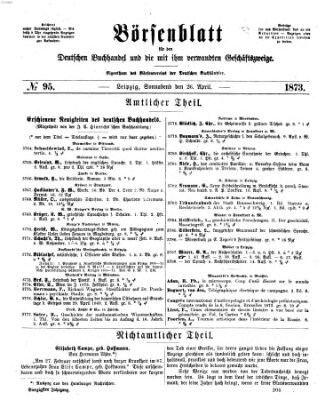 Börsenblatt für den deutschen Buchhandel Samstag 26. April 1873
