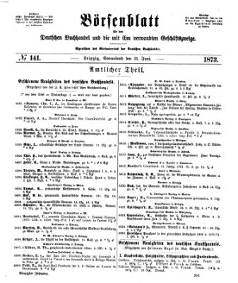 Börsenblatt für den deutschen Buchhandel Samstag 21. Juni 1873