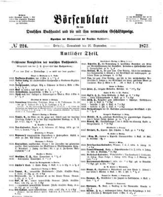 Börsenblatt für den deutschen Buchhandel Samstag 27. September 1873