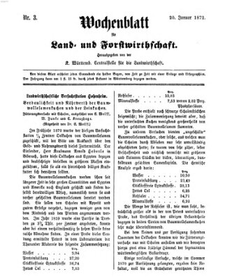 Wochenblatt für Land- und Forstwirthschaft Samstag 20. Januar 1872