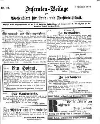 Wochenblatt für Land- und Forstwirthschaft Samstag 7. Dezember 1872