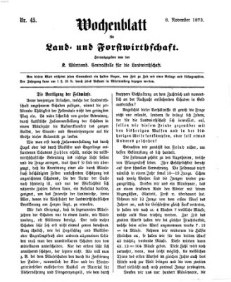 Wochenblatt für Land- und Forstwirthschaft Samstag 8. November 1873