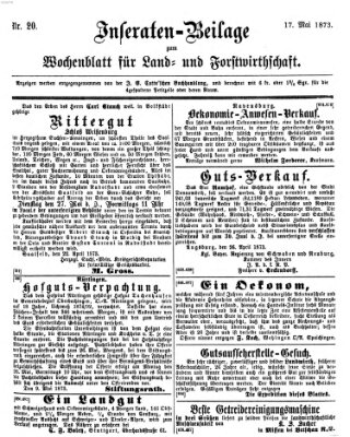 Wochenblatt für Land- und Forstwirthschaft Samstag 17. Mai 1873