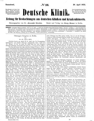 Deutsche Klinik Samstag 20. April 1872
