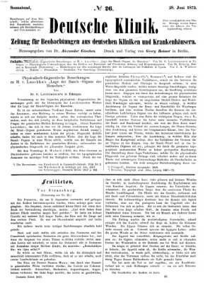 Deutsche Klinik Samstag 28. Juni 1873