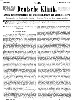 Deutsche Klinik Samstag 13. September 1873