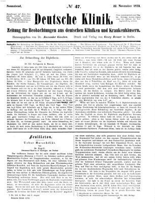 Deutsche Klinik Samstag 22. November 1873