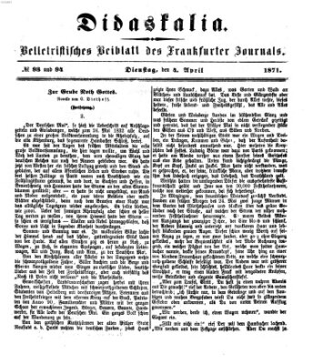Didaskalia Dienstag 4. April 1871