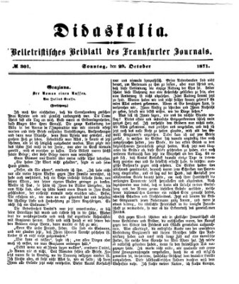 Didaskalia Sonntag 29. Oktober 1871