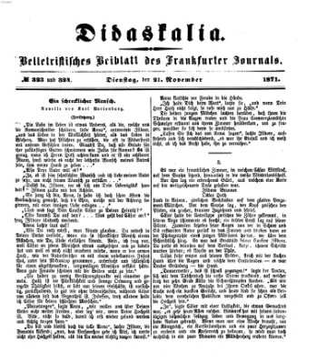 Didaskalia Dienstag 21. November 1871