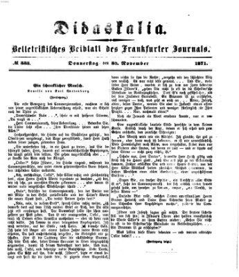 Didaskalia Donnerstag 30. November 1871
