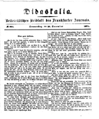 Didaskalia Donnerstag 28. Dezember 1871