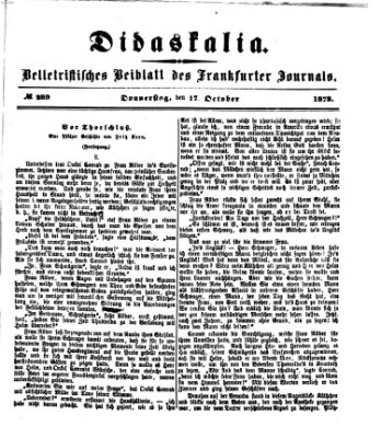 Didaskalia Donnerstag 17. Oktober 1872