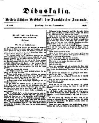 Didaskalia Freitag 20. Dezember 1872