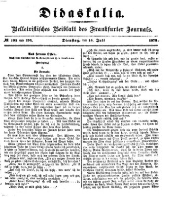 Didaskalia Dienstag 15. Juli 1873