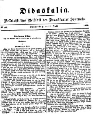 Didaskalia Donnerstag 17. Juli 1873