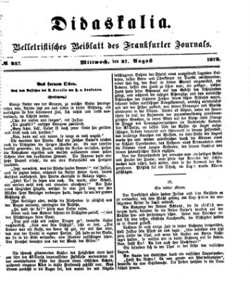 Didaskalia Dienstag 27. August 1878
