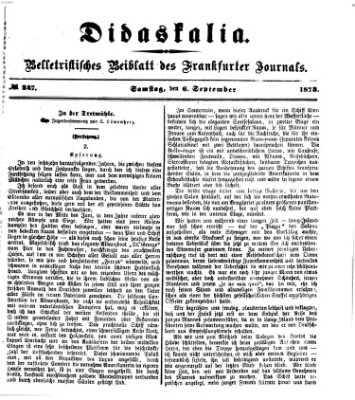 Didaskalia Freitag 6. September 1878