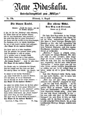 Neue Didaskalia (Pfälzer) Mittwoch 9. August 1871