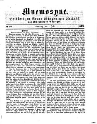 Mnemosyne (Neue Würzburger Zeitung) Samstag 1. Juli 1871