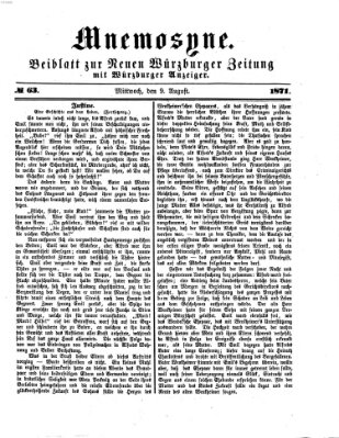 Mnemosyne (Neue Würzburger Zeitung) Mittwoch 9. August 1871