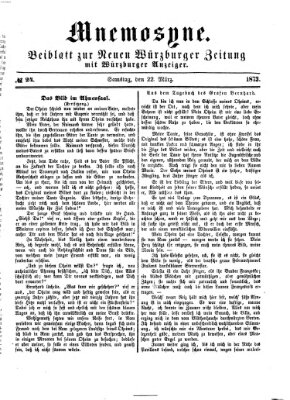 Mnemosyne (Neue Würzburger Zeitung) Samstag 22. März 1873