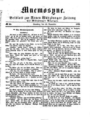 Mnemosyne (Neue Würzburger Zeitung) Samstag 22. November 1873