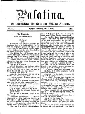 Palatina (Pfälzer Zeitung) Donnerstag 16. März 1871
