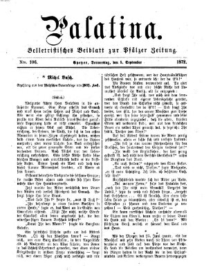 Palatina (Pfälzer Zeitung) Donnerstag 5. September 1872