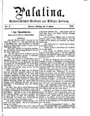 Palatina (Pfälzer Zeitung) Samstag 11. Januar 1873
